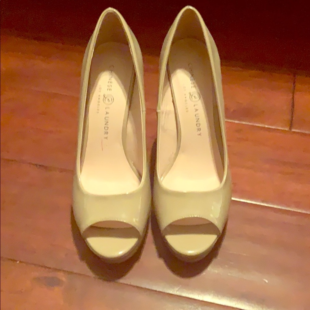 Chinese Laundry nude peep toe stilettos